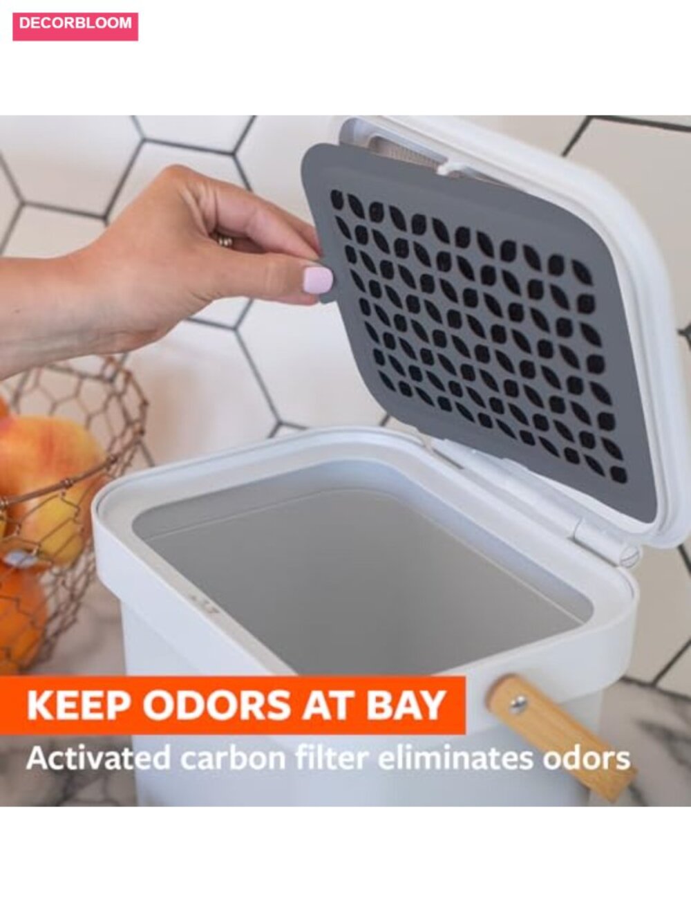 1.5 Gallon Compost Bin - Stainless Steel Odor Control Kitchen Collector - Picture 5 of 6